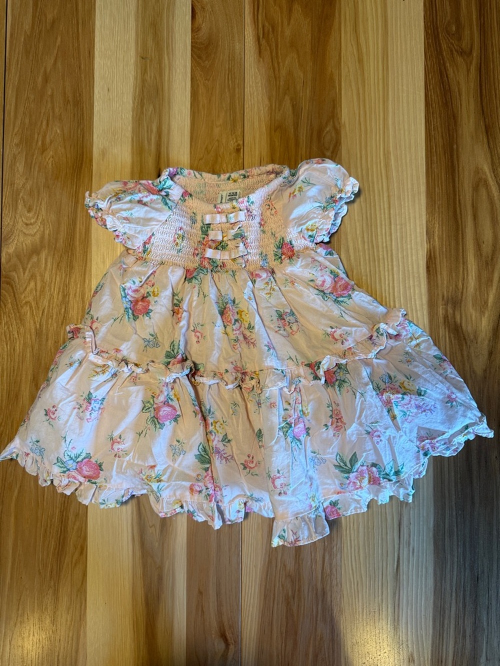 Janie and Jack Pastel Pink Floral Smocked Dress